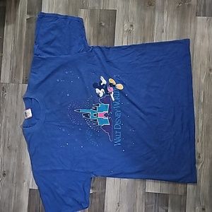 Rare 80s Walt Disney World Mickey Mouse Fireworks Blue Castle Shirt Size Xl